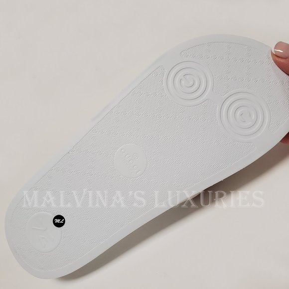 GUCCI SHOES WHITE LEATHER SLIDES INTERLOCKING G LOGO FLIP FLOPS sz IT 39 US 9 - Picture 15 of 16